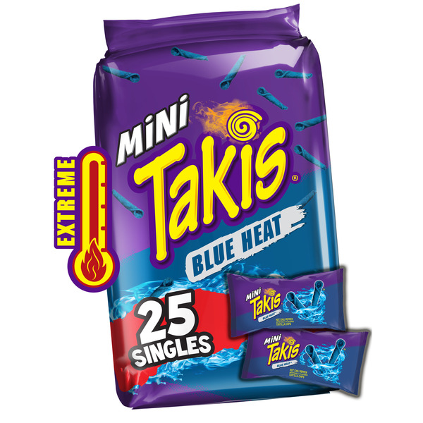 Takis Blue Heat Mini 25 pc / 1.23 oz Bite Size Multipack, Hot