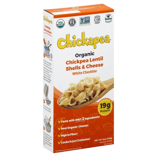 Chickapea Shells & Cheese, Organic, Chickpea Lentil, White ...