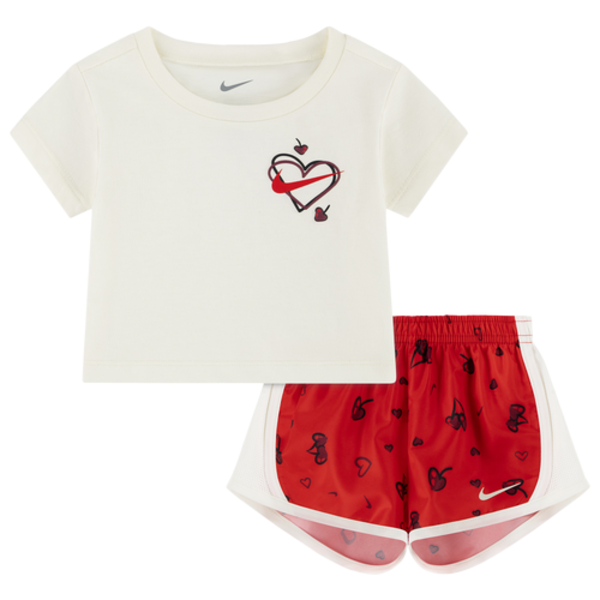 Nike Baby Girls' Short Sleeve Cherry Tee & Tempo Shorts 2-Piece Set, 12 Months - University Red