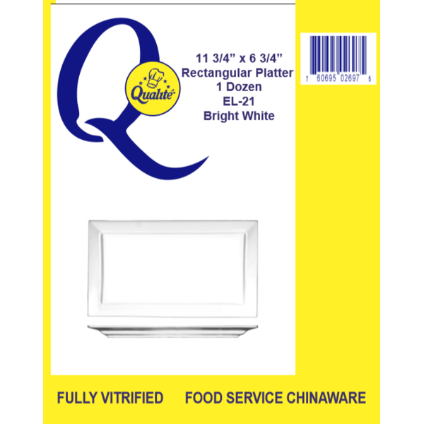Qualite - 11x7" Bright White Rectangular Platter - 1 Dz