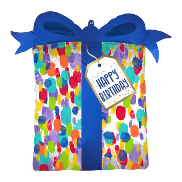 Anagram Inflated Happy Birthday Gift Box Jumbo Shaped Helium Balloon