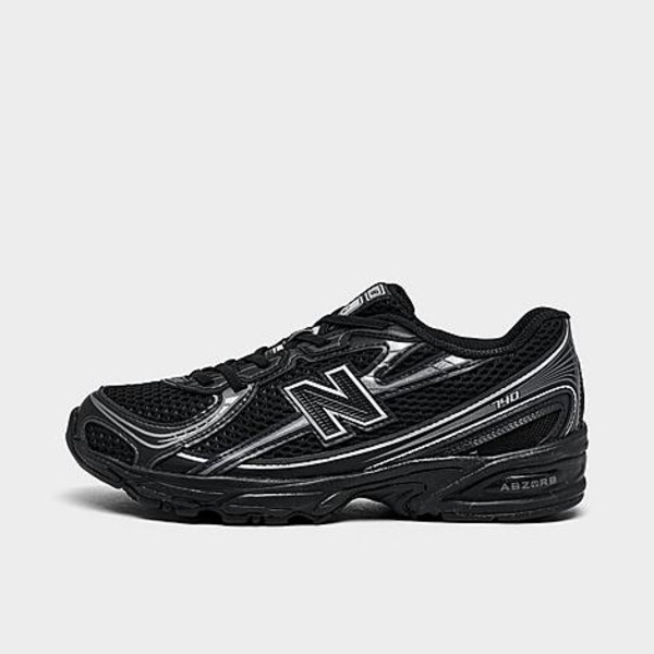 New Balance Little Kids' 740 Casual Shoes, Size 2 - Black & Silver Metallic
