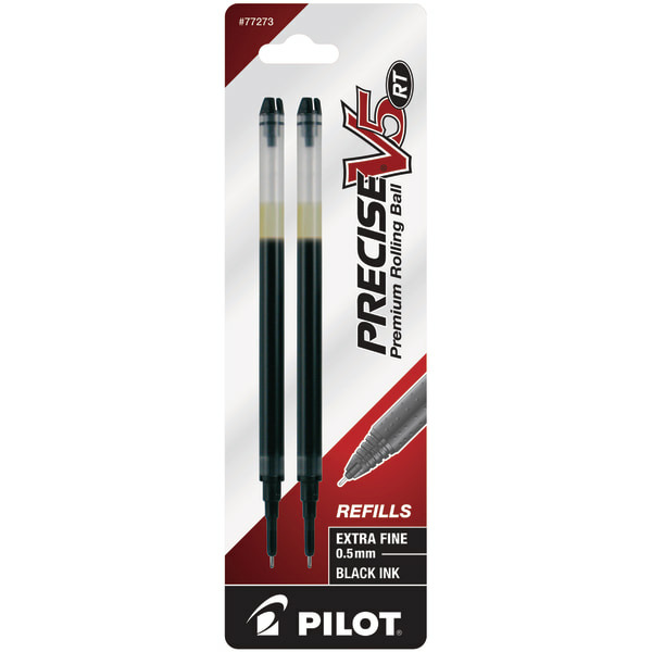 Pilot 77273 Extra Fine Tip Black Ink Precise V5 RT Rollerball Pen Refills