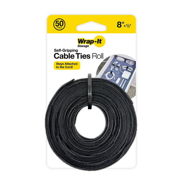 Wrap-It Storage 8" x 0.5" Nylon Cable Tie - Black