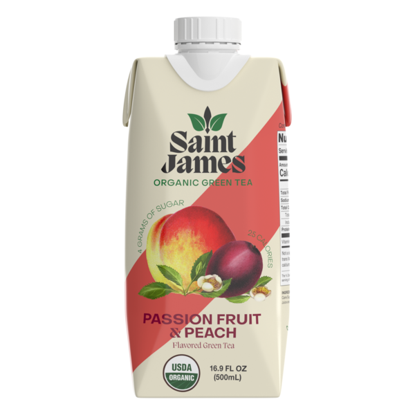 Saint James Iced Tea Passion Fruit & Peach Organic Green Tea Same