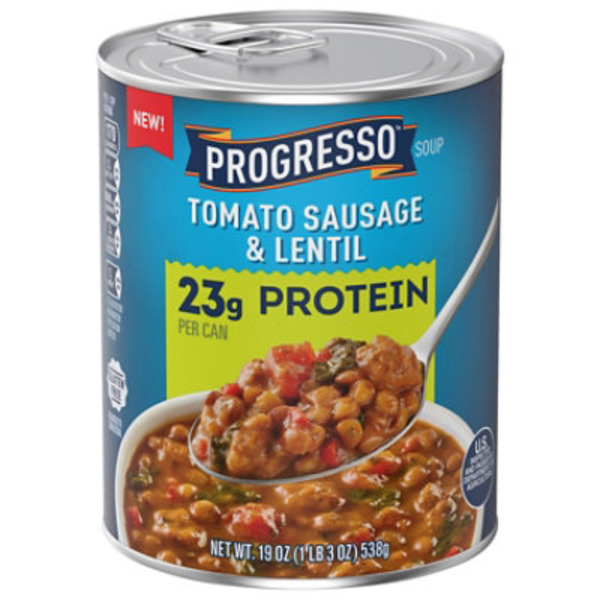 Progresso Protein Tomato Sausage and Lentil Gluten Free Canned Soup