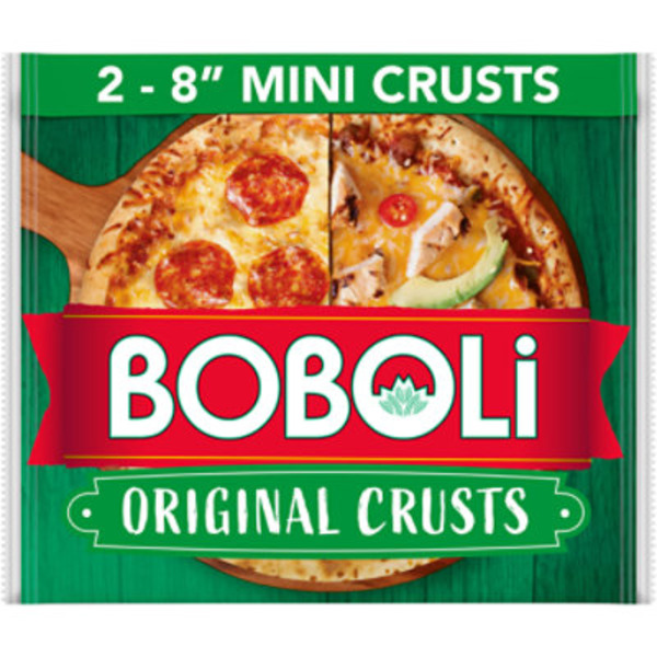Boboli 2 ct, 8" Original, Mini Pizza Crusts, Ready-made, Cooked Pizza Dough, 9 oz