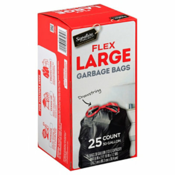 Safeway SIGNATURE SELECTS Garbage Bags, Flex Large, Drawstring Pickup