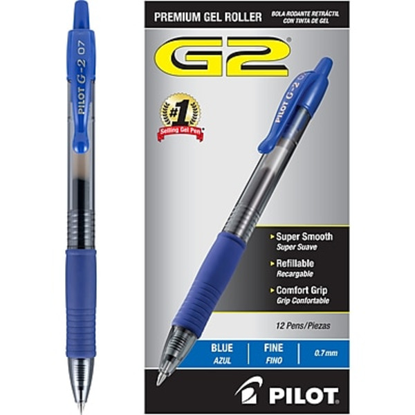Pilot Blue Ink Fine Point G2 Retractable Gel Pens