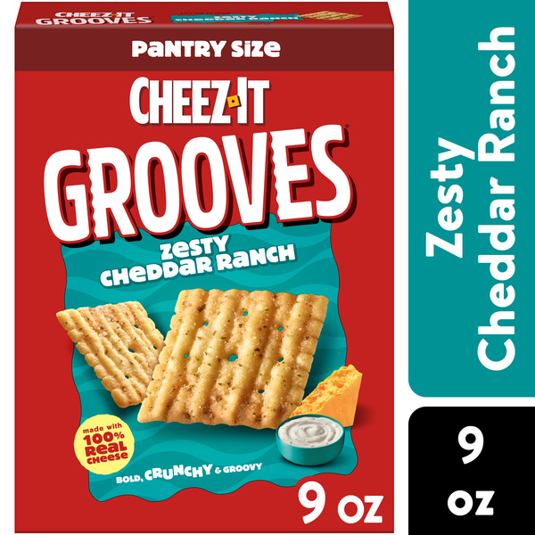Cheez-It Grooves Zesty Cheddar Ranch Cheese Crackers, Crunchy