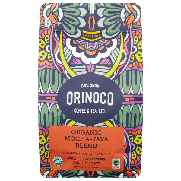Orinoco Coffee & Tea Organic Fair Trade Mocha Java Blend, Whole