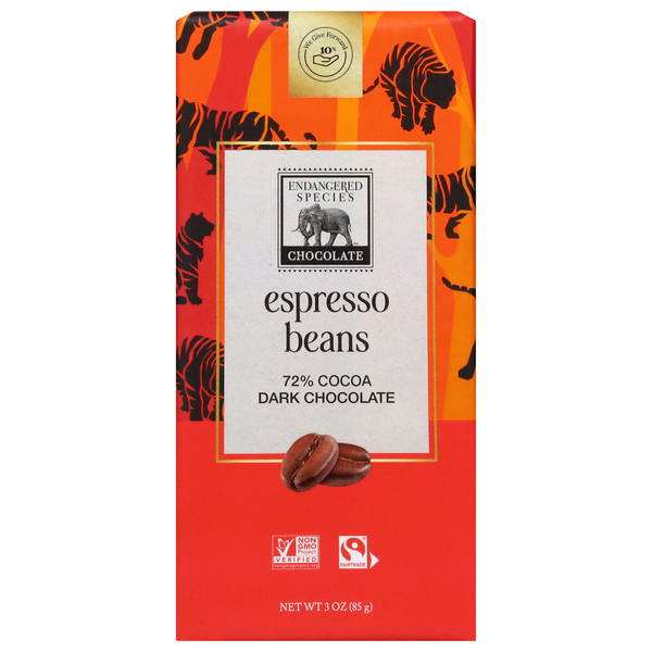Endangered Species 72% Cocoa Espresso Beans Dark Chocolate Same