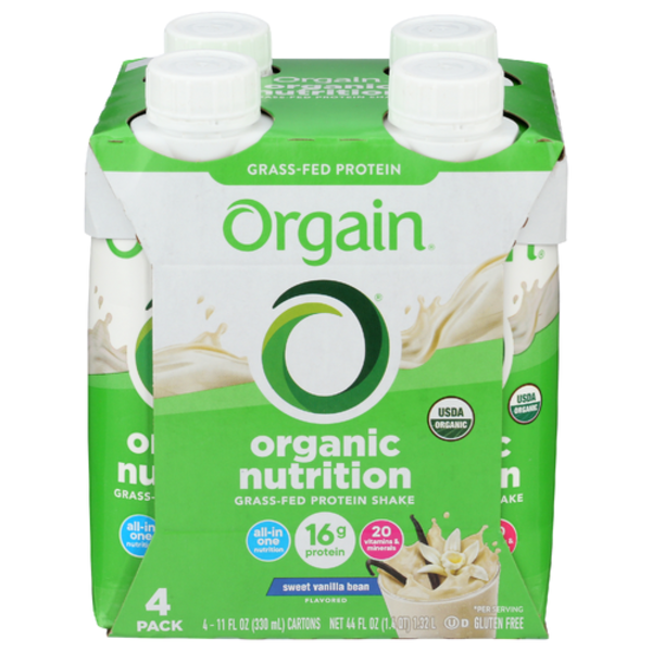 Orgain Organic Nutrition Complete Protein Shake Vanilla Bean 4 Pack