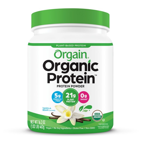 Orgain Organic Plant Based Protein Powder, Vanilla Bean, 21g Protein, Vegan