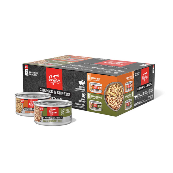 ORIJEN Chunks & Shreds Variety Pack: Original Entrée + Duck & Liver Entrée