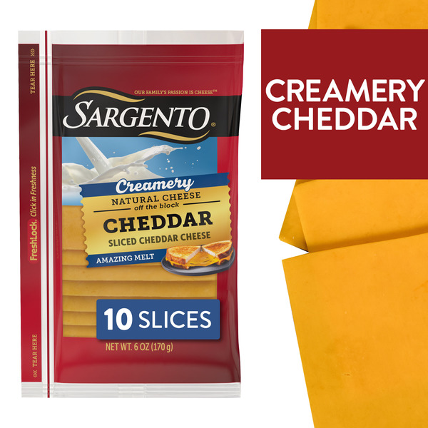 Sargento Creamery Cheddar Natural Sliced Cheese, 10 slices