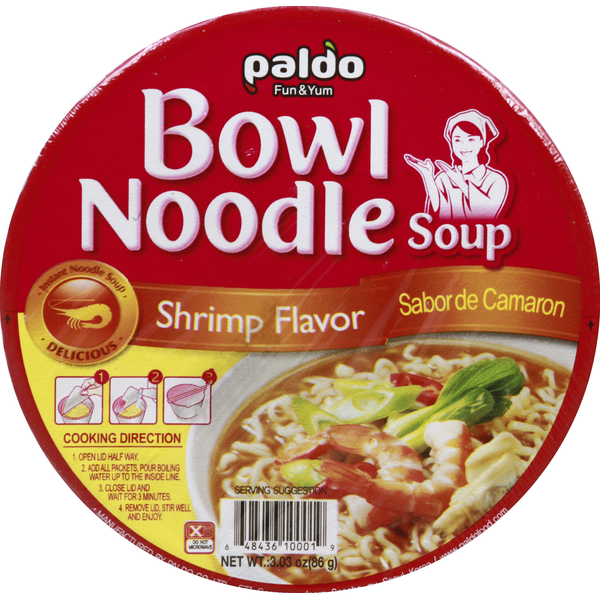 Paldo Soup, Bowl Noodle, Shrimp Flavor