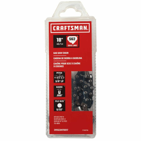 CRAFTSMAN 62 Link Replacement Chainsaw Chain For 18-in , 0.05-in Gauge , 3/8-in Pitch