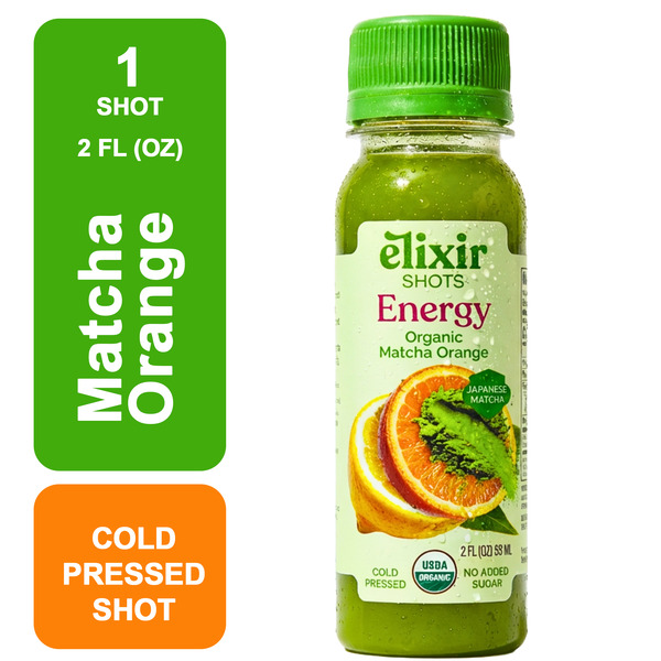 Elixir Shots Matcha Orange, Energy, Wellness Shots