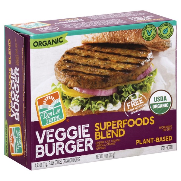 Don Lee Farms Veggie Burger, Organic, Superfoods Blend (4 each) Instacart