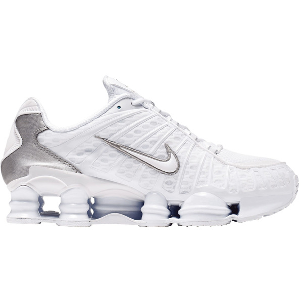 Nike Men's Shox TL Casual Shoes, Size 11 - White, Metallic Silver & Max Orange