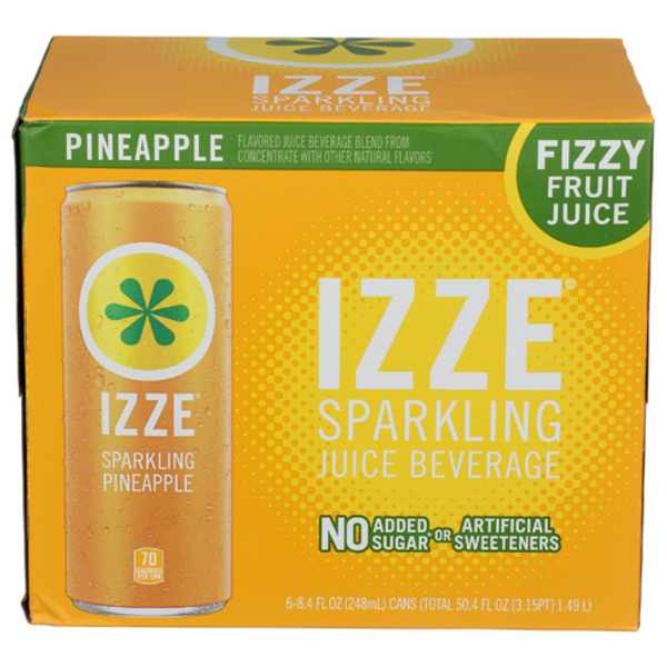 IZZE Sparkling Juice Beverage Blend, Pineapple, No Sugar