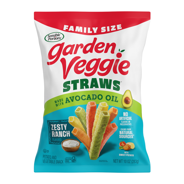 Garden Veggie Snacks Straws Made with Avocado Oil, Zesty Ranch Flavor