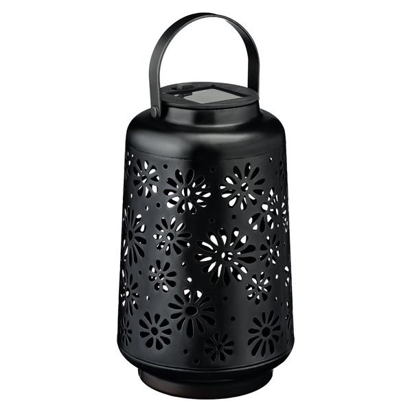 Belavi Solar Decorative Metal Lantern, Black Flower Same-Day