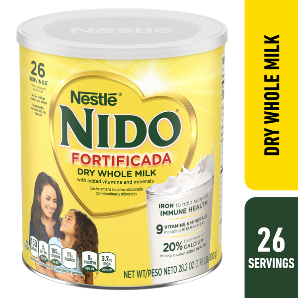 Nestlé Nido Fortificada Powdered Drink Mix - Dry Whole Milk Powder With Vitamins And Minerals Canister