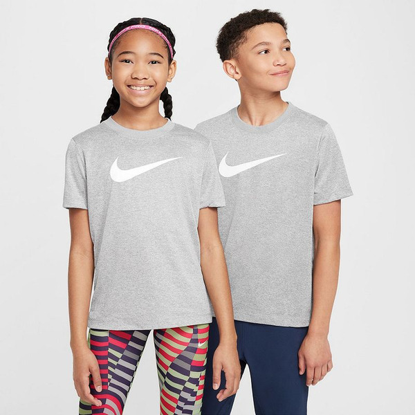 Nike Boys' Legend Dri-FIT Swoosh T-Shirt - Tumbled Grey Flt & Heather Silver