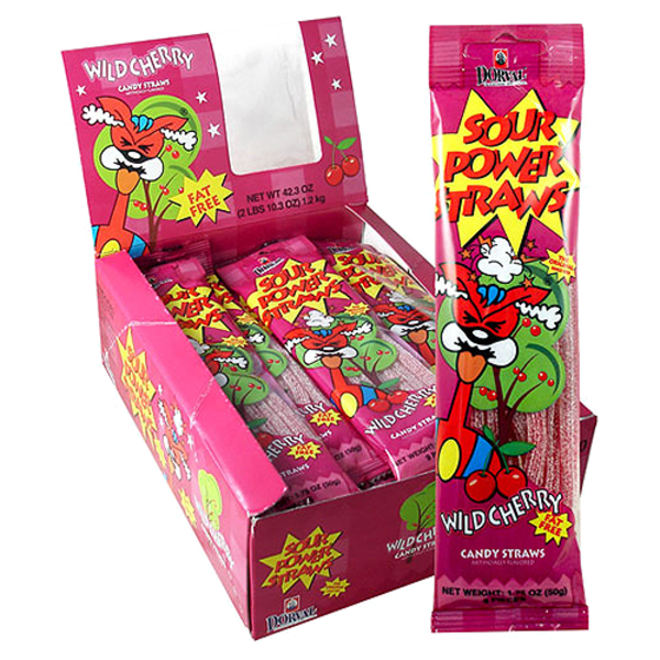 Sour Power - Wild Cherry Straws - 24 Ct
