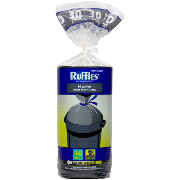 Ruffies Large Twist Tie 30 Gal Trash Bags (40 ct) Instacart