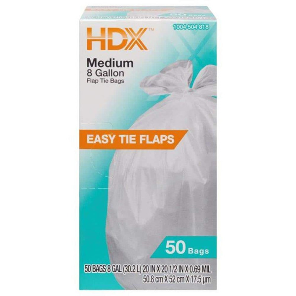 HDX 8 Gallon White Medium Trash Bag (50-count)