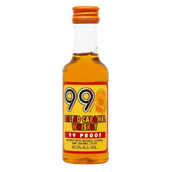 99 Brand Salted Caramel Whiskey, 50ml, 99 Proof (49.5% ABV) Same
