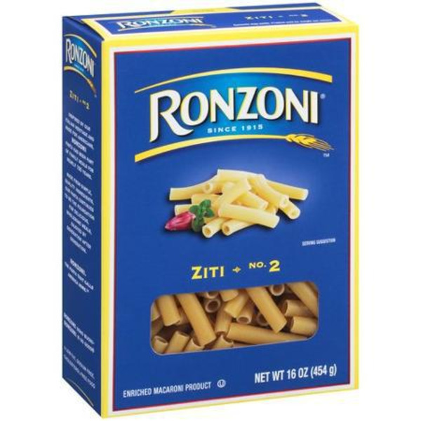 Ronzoni - Ziti Pasta - 12/16 oz Box