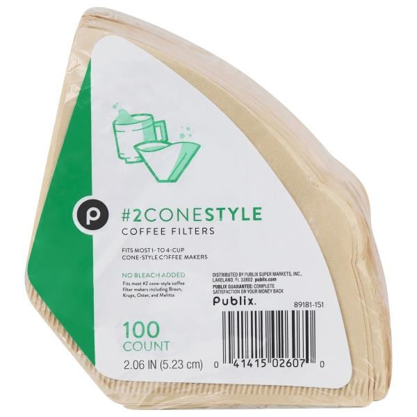 Publix Coffee Filters, No. 2 Cone Style, 2.06 Inches Same-Day Delivery or  Pickup | Publix