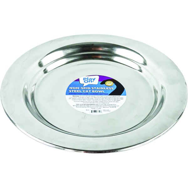 Play On Non-Skid Stainless Steel Cat Bowl, 8 oz