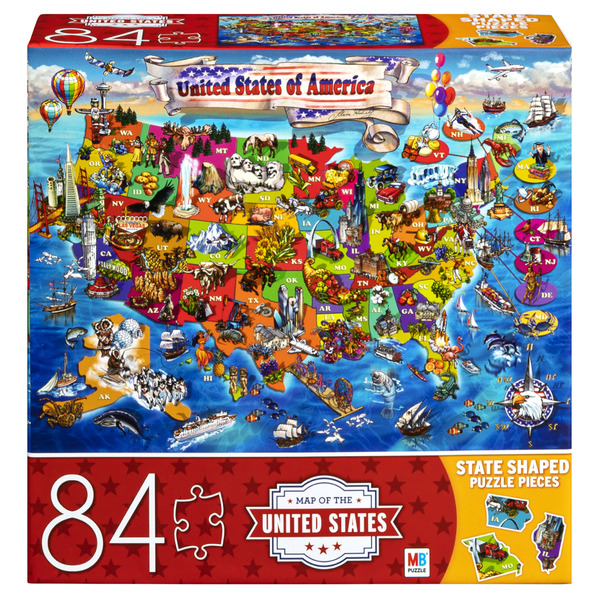 MB Puzzle 84-Piece Map of The United States Puzzle Same-Day