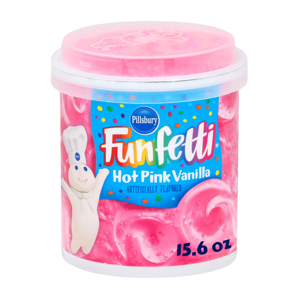 Pillsbury Funfetti Hot Pink Vanilla Frosting, 15.6 Oz Tub Same-Day