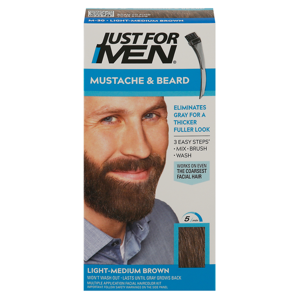 Just For Men Mustache & Beard Color, Light-Medium Brown M-30 - 1 each