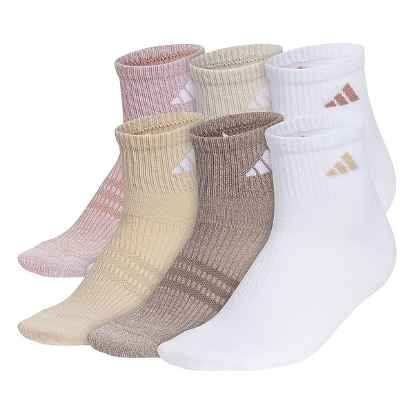adidas Superlite 3.0 Quarter Socks, M - Warm Clay Pink/Beige/Wht, 6 Pack