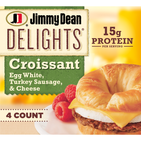Jimmy Dean Croissant Breakfast Sandwiches with Turkey Sausage, Egg White, and Cheese, Frozen, 4 Count