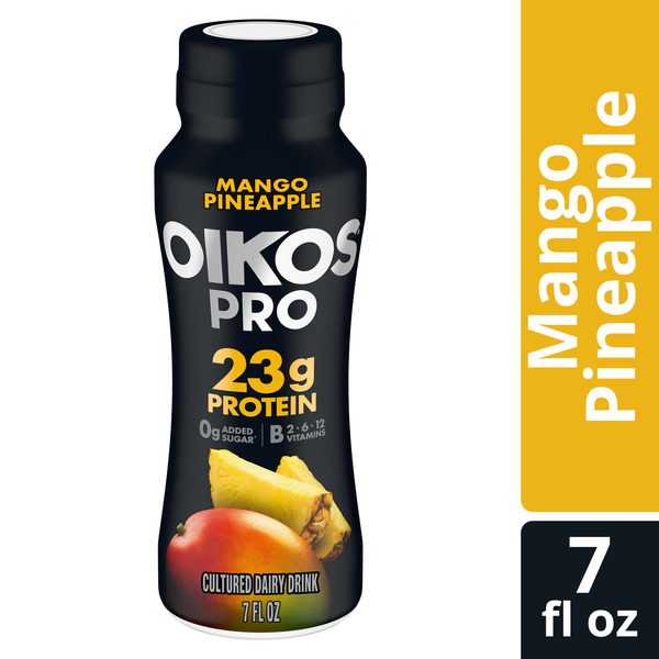 Oikos Pro 23g Protein, Mango Pineapple Cultured Dairy Drink, 0g Added Sugar, Convenient High Protein Snacks for School, Office, Gym, 7 fl oz Bottle Same-Day Delivery or Pickup | Hornbacher's Oikos Pro 23g Protein, Mango Pineapple Cultured Dairy Drink, 0g Added Sugar, Convenient High Protein Snacks for School, Office, Gym, 7 fl oz Bottle Same-Day Delivery or Pickup | Hornbacher's