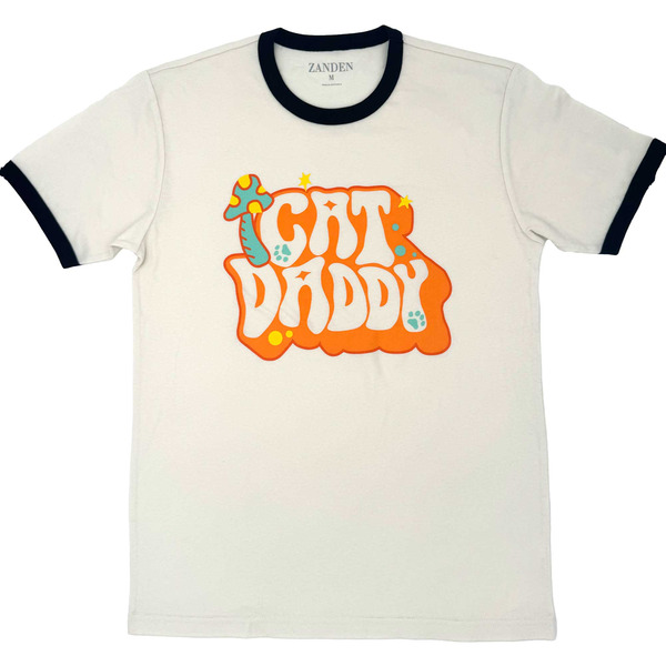 Zanden Adults' Cat Daddy Unisex T-Shirt, XL - Ecru
