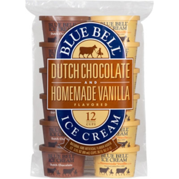 Blue Bell Dutch Chocolate and Homemade Vanilla Ice Cream Cups