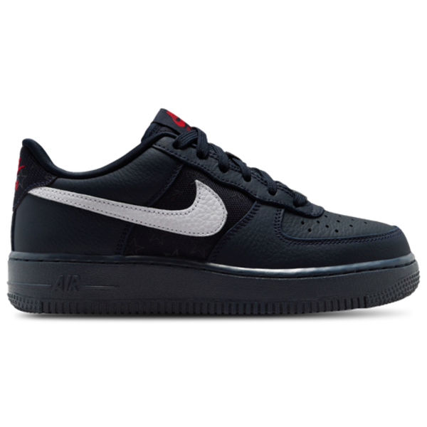 Nike Kids' Grade School Air Force 1 Shoes, Size 7, Medium/D Width - Dark Obsidian/White-Black-University Red