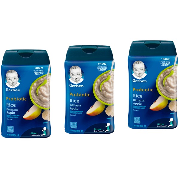 Gerber 2nd Foods Probiotic Rice Banana Apple Baby Cereal (48 oz