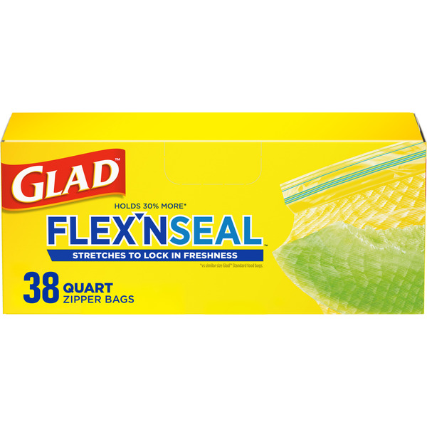 Glad FLEX'N SEAL Food Storage Plastic Bags, Quart Same-Day