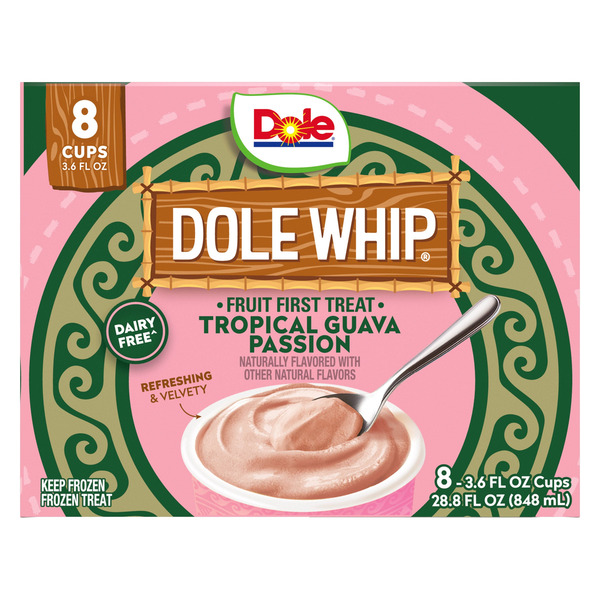 Dole Whip Frozen Treat, Tropical Guava Passion, 3.6 oz, 8-count