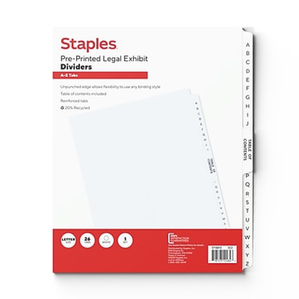 Avery 11374 Letter Premium Collated Legal Divider With A-Z Table Of Contents Tab Set